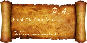 Parák András névjegykártya